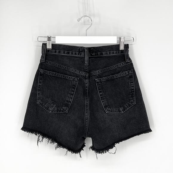 AGOLDE Riley High Rise Denim Shorts Vortex Black Wash Size 24 - Picture 5 of 5